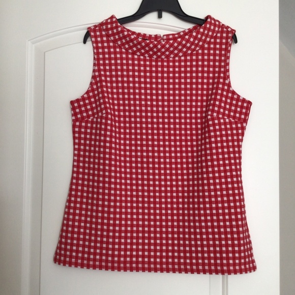 Talbots Red and White Checkered Sleeveless Top Size S - Picture 1 of 5